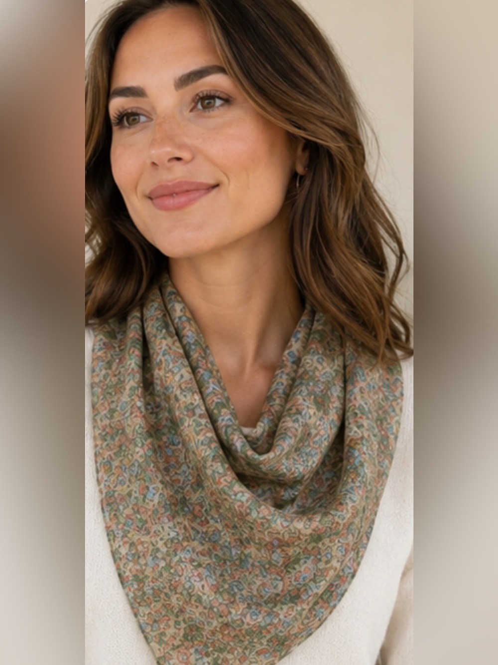 Patricia Nash, light Green Floral Square Scarf silk